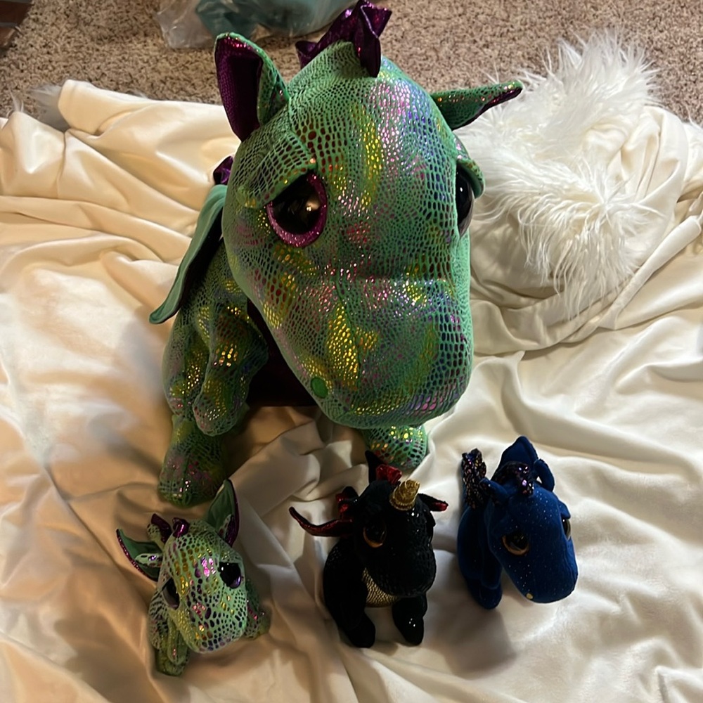 Bundle of 4 TY Beanie Boos Collection Dragon Plushies